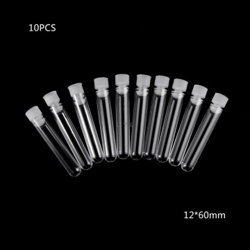 10Pcs Clear Plastic Test Tube With Cap 12x60mm U-shaped Bottom Long Test Tube Lab Supplies