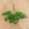 Small Plastic Pine tree bunch with pine nuts artificial flowers for Christmas home decoration fake plants pinecone faux greens