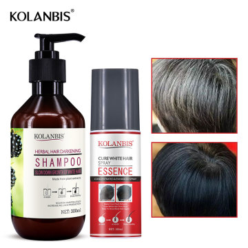 2 Bottles Gray Root Coverage Permanent Chinese Medicine Black Hair Shampoo Set Oily Serum White Hair Treatment Turn Gray BlacK