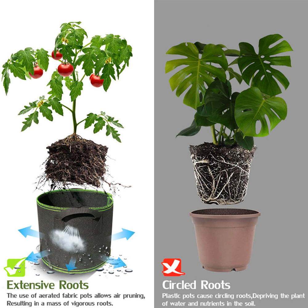 3/5/7 Gallon Non-Woven Grow Bag Seeding Growing Seeding Pot Portable Planter With Handle For Balcony Backyard Garden Rooftop