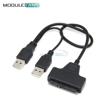Hard Disk Drive SATA 7+15 Pin Connector 22 to Double Dual USB 2.0 Interface Adapter Cable LED Light For 2.5 HDD Laptop