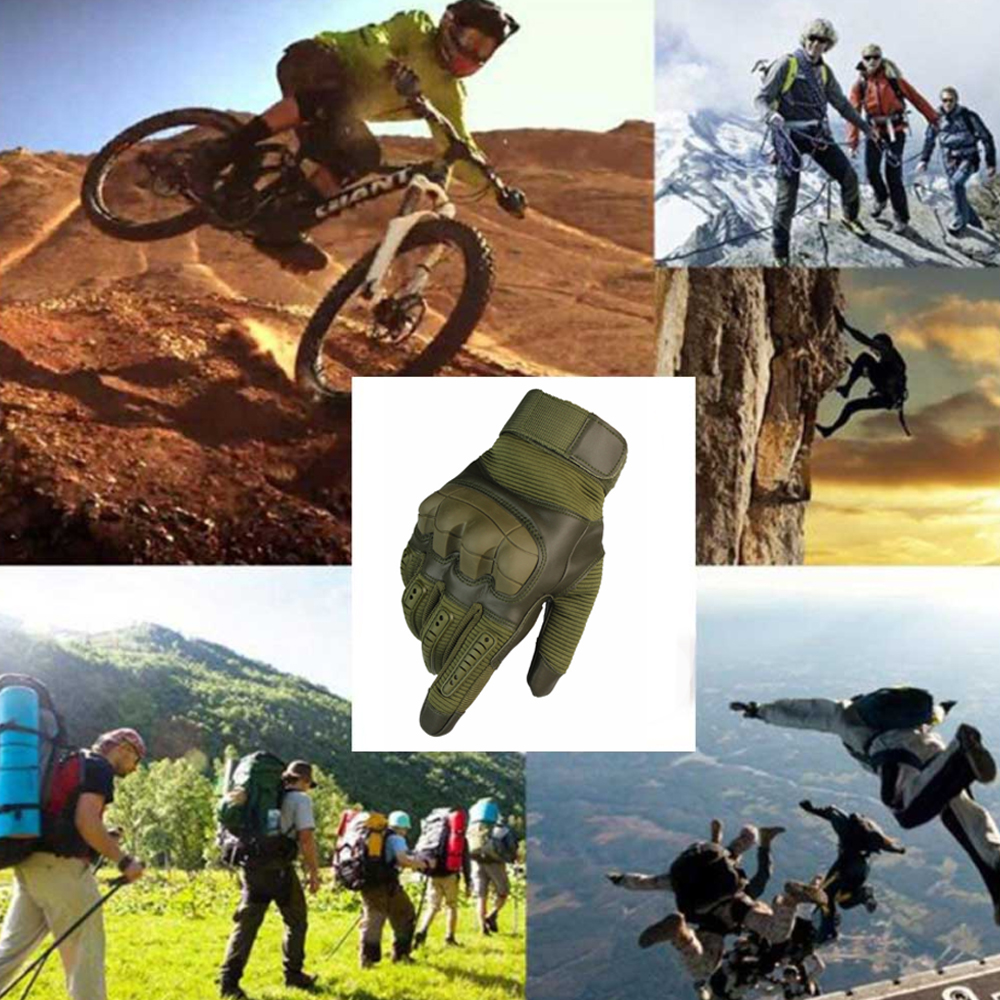 Hike Men Touch Screen Tactical Rubber Hard Knuckle Military Army Bicycle Climbing Shooting Paintball Full Finger Gloves Outdoor