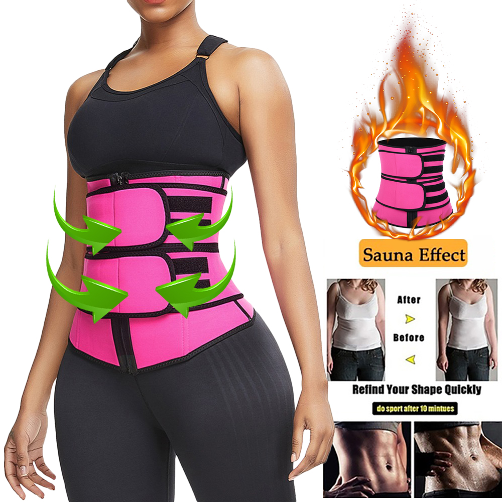 SHUJIN Neoprene Sauna Shaper Waist Trainer Corset Sweat Slimming Belt for Women Weight Loss Compression Trimmer Workout Fitness