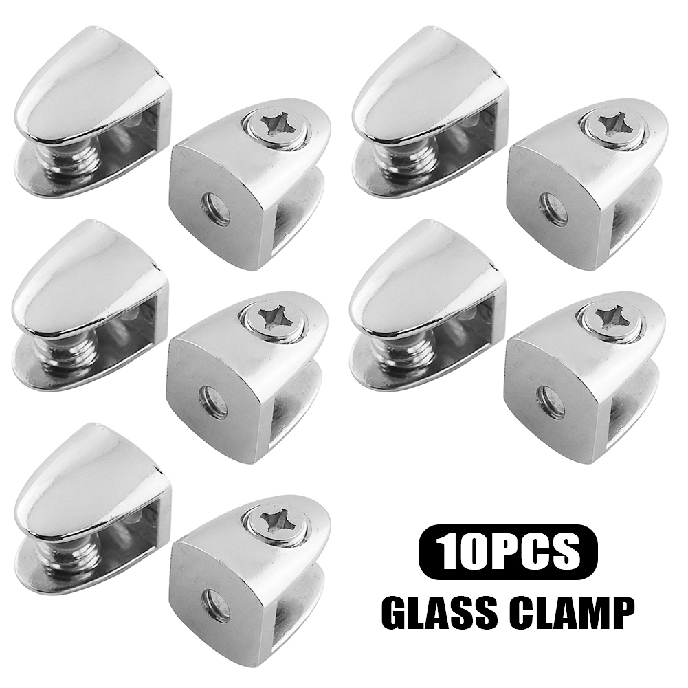 10pcs Staircase Anti Corrosion Flat Back Hardware 8 To 10mm Adjustable Smooth Balustrade Glass Clamp Handrails Home Zinc Alloy
