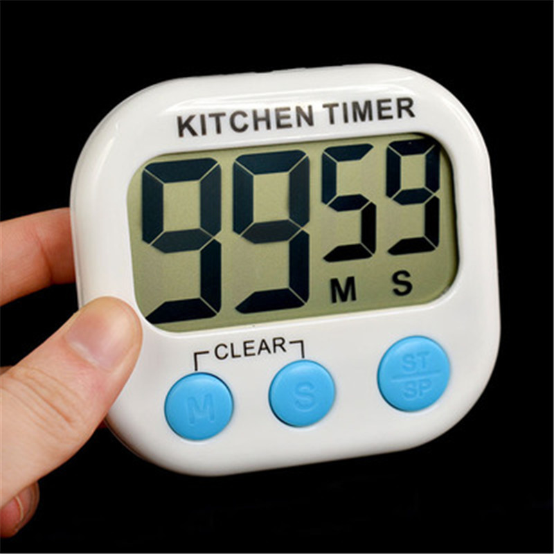 Magnetic LCD Digital Kitchen Countdown Timer Alarm with Stand White Kitchen Timer Practical Cooking Timer Alarm Clock