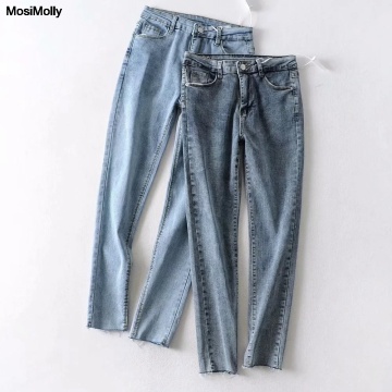 MosiMolly 2020 Trendy Empire Waist skinny jeans denim pants women ripped pencil jeans bottom all match slim jeans High Elastic