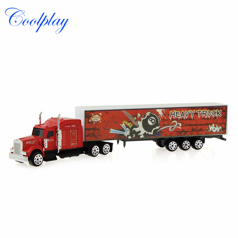 1:87 Scale Sliding Alloy Car Model Container truck Toy Vehicles Mini Diecast Model Car Educational Toy for Kids Boy )