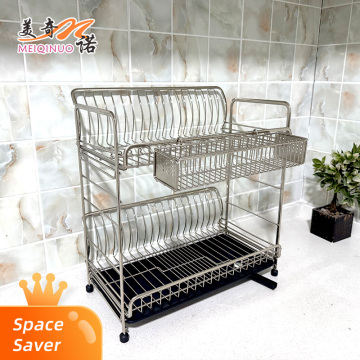 Electroplated double-layer narrow and wide dish rack