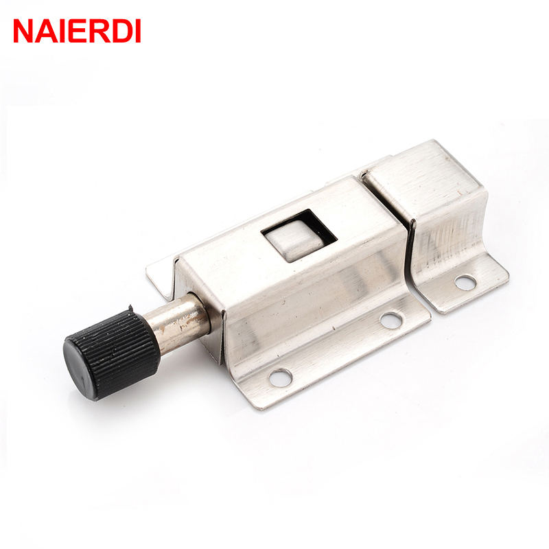 NAIERDI Stainless Steel Door Bolt Spring Bounce Bolts Lock Door Chain Latch For Window Cabinet Toilet Furniture Hardware