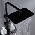 LED Digital Shower Set Bathroom Smart Thermostatic Shower System Wall Mount Square Rain Fall Bath Faucet Luxury Black Copper Tap