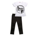 Summer Stylish Kids Baby Girl Clothes Tee T-shirt Tops Black Destroyed Pants Trouser Leggings Outfits Clothing Set 2-7y
