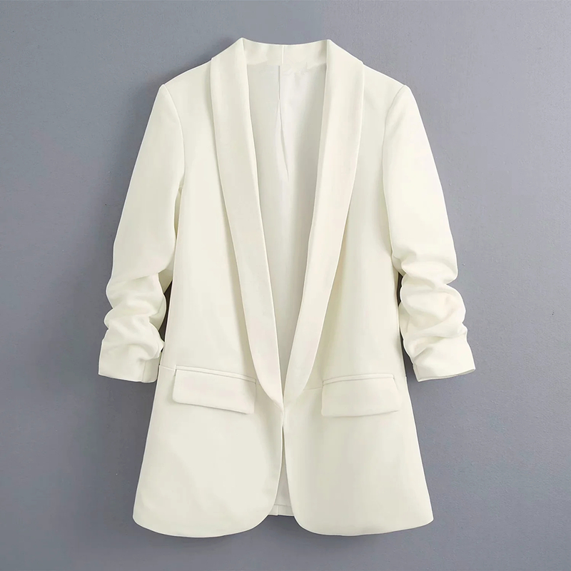 Withered england simple office lady solid shawl collar roll up sleeve blazer women blazer mujer 2020 women blazers and jackets