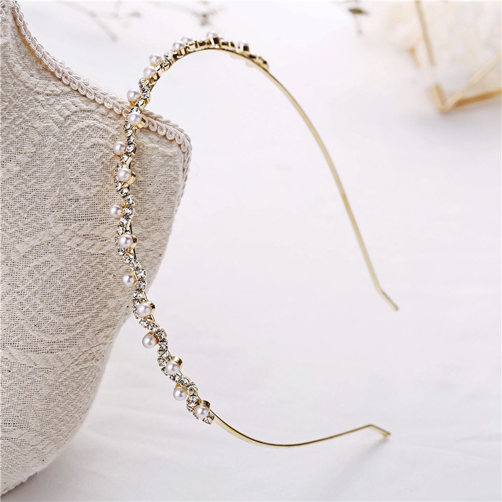 1PC Hot Crystal Rhinestone Pearls Wave Hairband Women Bridal Wedding Tiara Hair Accessories Crown Headband Fashion Hairwear