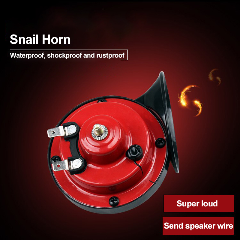Car HornsLoud 300DB 12V 24V Black Electric Snail Horn Air Horn Raging Sound For Car Motorcycle Truck Boat Auto Replacement Parts