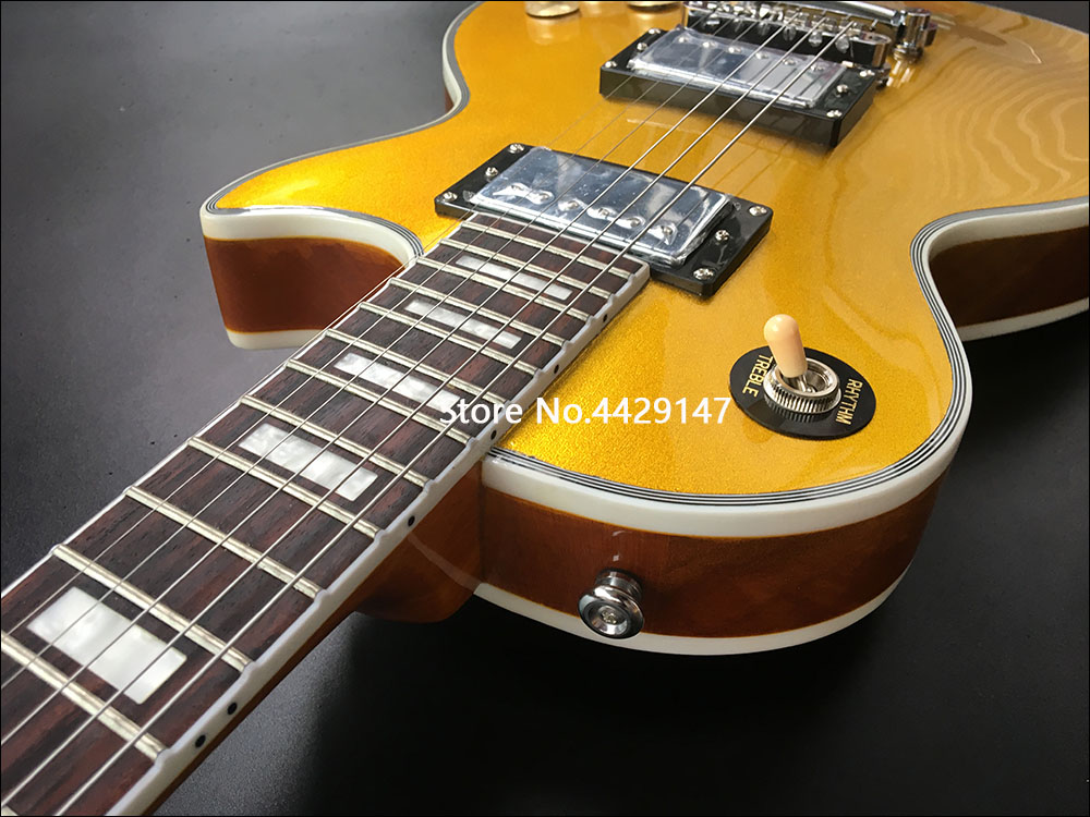 2020 High quality electric guitar,Solid Mahogany body With Golden top,Rosewood fingerboard with square pearl inlay,free shipping