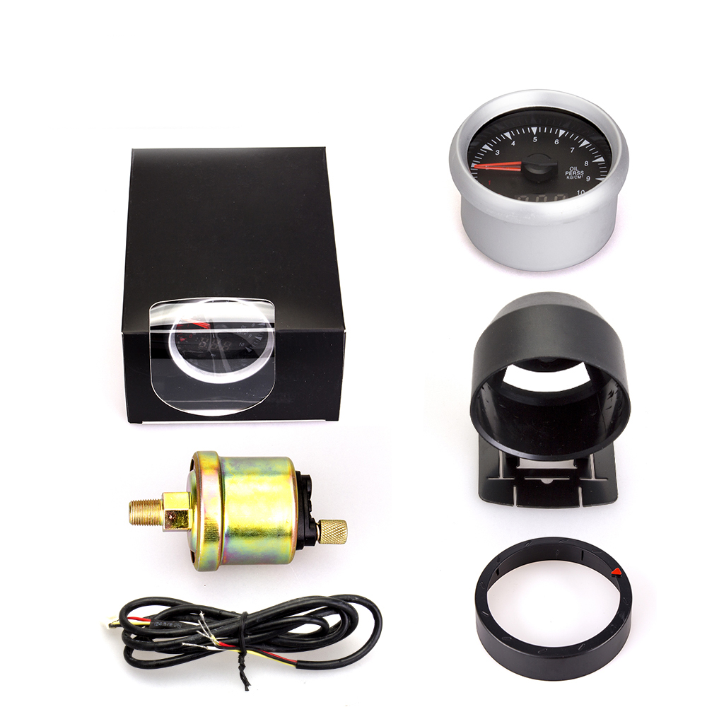 White Light Digital 60mm Turbo Boost Gauge Water Temperature Oil Temp Oil press Gauges ext Temp Auto Gauge Meter Sensor npt 1/8