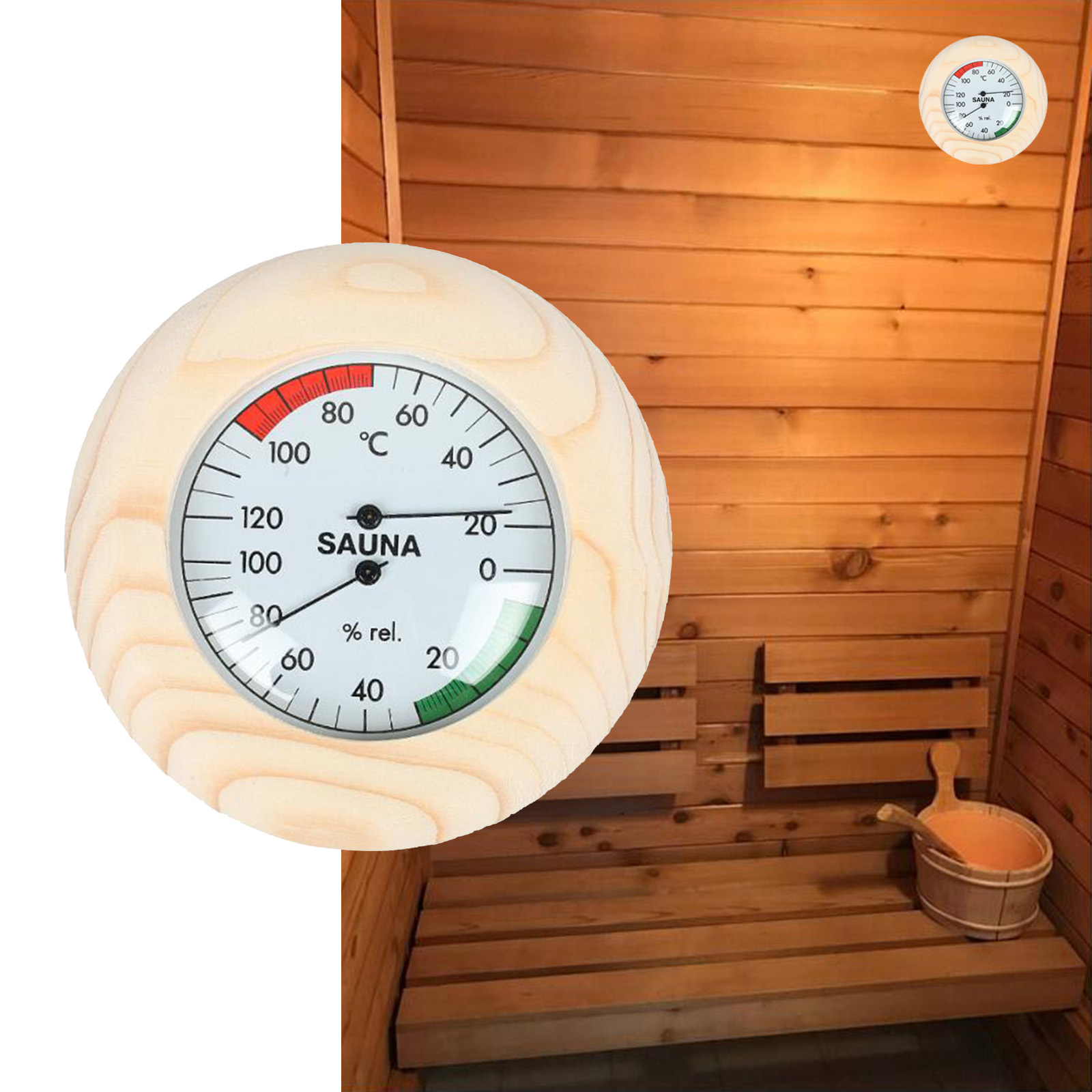 14.5cm Digital Wooden Sauna Thermometer and Hygrometer Sauna Room Accessory