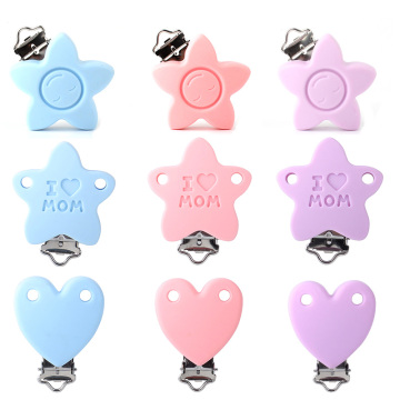 Keep&Grow 2pcs Sillicone Teethers Clips Star Heart Shape Baby Care Product Fixed Pacifier Chain Clip Baby Teething Toys BPA Free