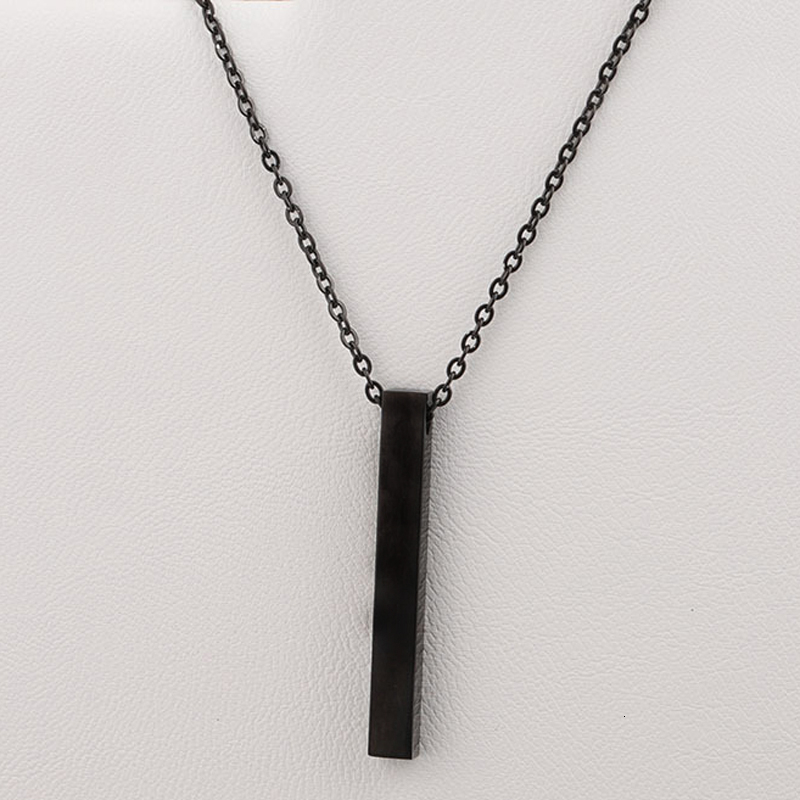 Fashion Simple New Long Rectangle Men Pendant Necklace Stainlees Steel Chain Necklace For Men Women Jewelry