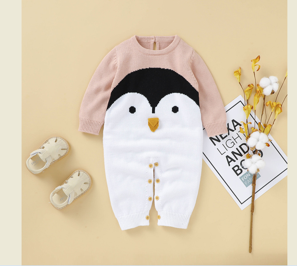 Baby Autumn Clothing Newborn Baby Boy Girl Knit Romper penguin Cartoon Sweater Jumpsuit Long sleeve Warm Baby Rompers 2020