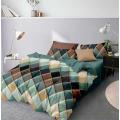 Green Plaid Bedding Set,With Pillowcase 200x200 Duvet Cover Set 210x210 Quilt Cover King Size Geometric Lattice Blanket Cover