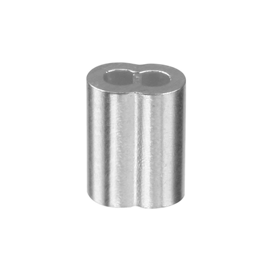 100pcs 5/64 inch (2mm) Diameter Wire Rope Aluminum alloy Sleeves Clip Fittings Loop Cable Crimps Ferrule Stop Wire Rope Cable