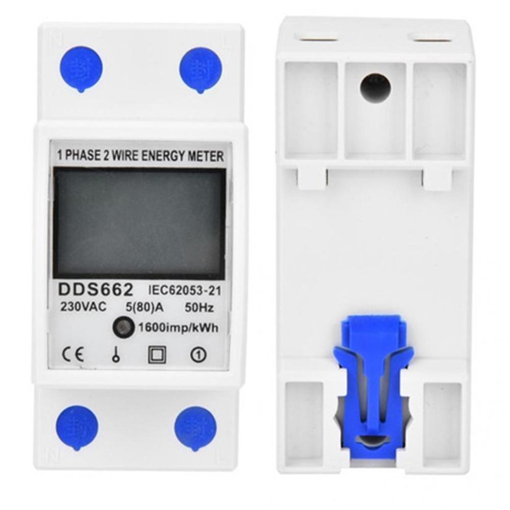 Single Phase Two Wire LCD Digital Display Wattmeter Power Consumption Energy Meter kWh AC 230V 50Hz Din Rail DDS662