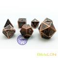 Bescon New Style Copper Solid Metal Polyhedral D&D Dice Set of 7 Copper Metallic RPG Role Playing Game Dice 7pcs Set D4-D20