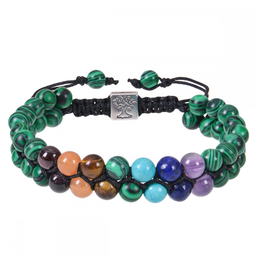 Natural Stone 7 Chakra Healing Reiki Quartz Bracelet Gemstone Amethyst 6mm Round Beads Handmade Woven Bracelet Adjustable