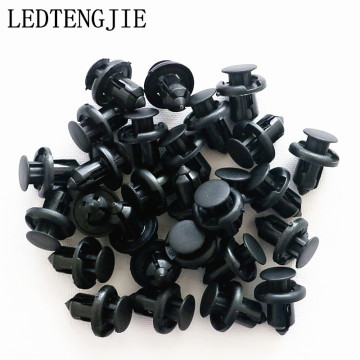 LEDTENGJIE 100Pcs Black Push-type Plastic Rivets Clips Door Panel Fender LinerAuto Vehicle Car Bumper Clips Retainer Fastener