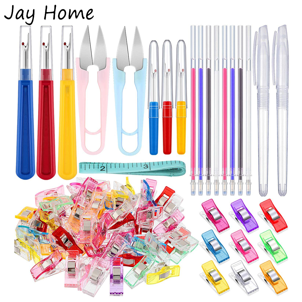 29PCS Hand Sewing Tools Set Quilting Sewing Clips & Seam Rippers & Heat Erasable Fabric Marking Pen for Embroidery Tailoring