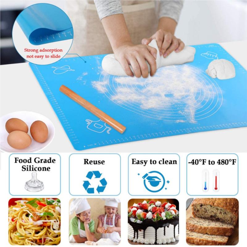 50*40CM Silicone Kneading Mat Non-slip Baking Silicone Mat Kitchen Tool Rolling Pins Pastry Boards