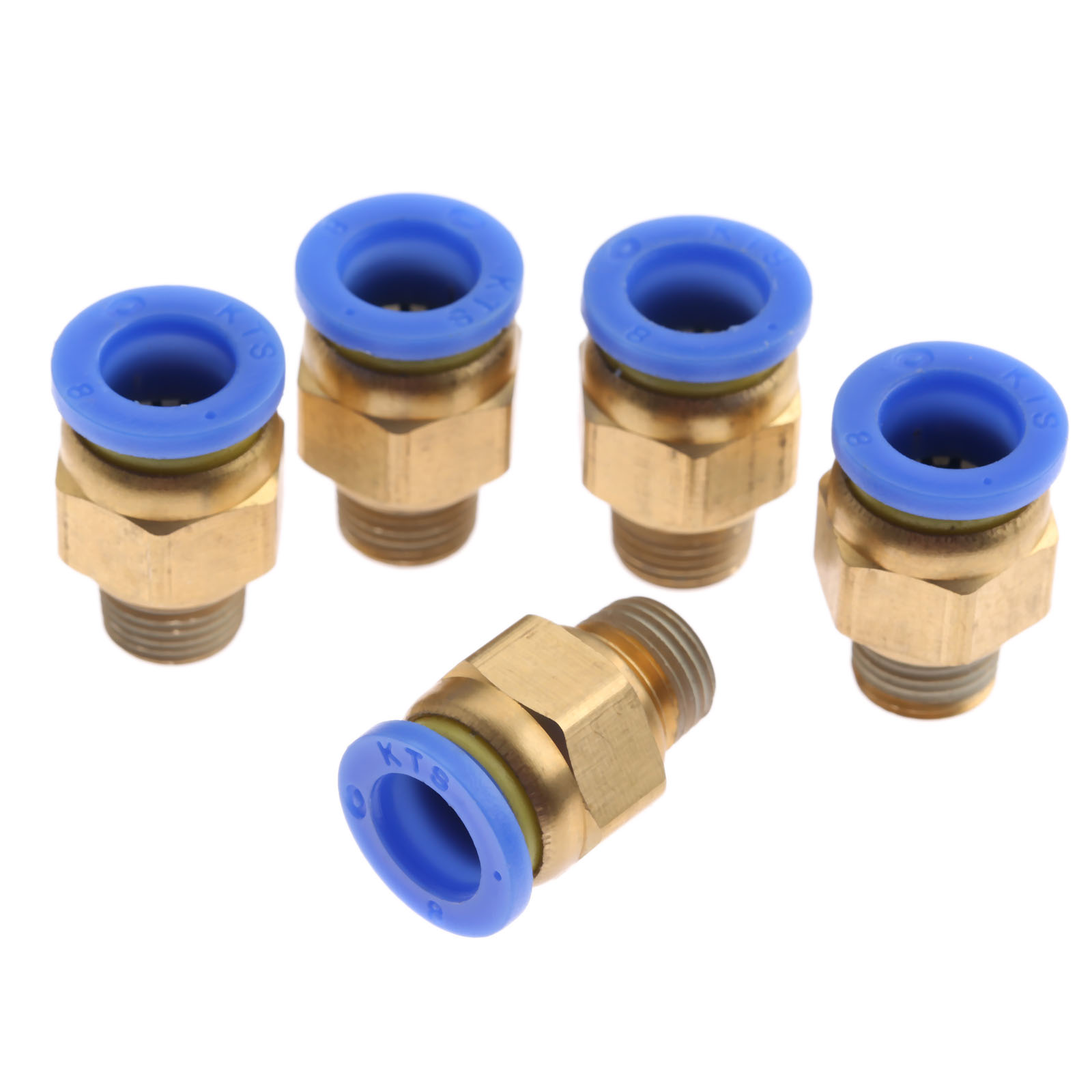 5Pcs Brass 8mm Pneumatic Connector Male Straight One-touch Pneumatic Fitting For Hoses PC8-01 Air Quick Connector