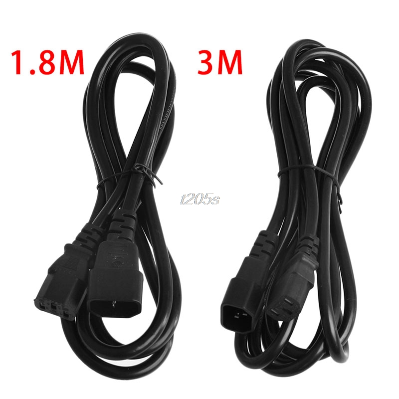 IEC 320 3-Pin C14 male To C13 Female main Power Extension Cord Lead Cable 1.8/3m T15 Drop ship