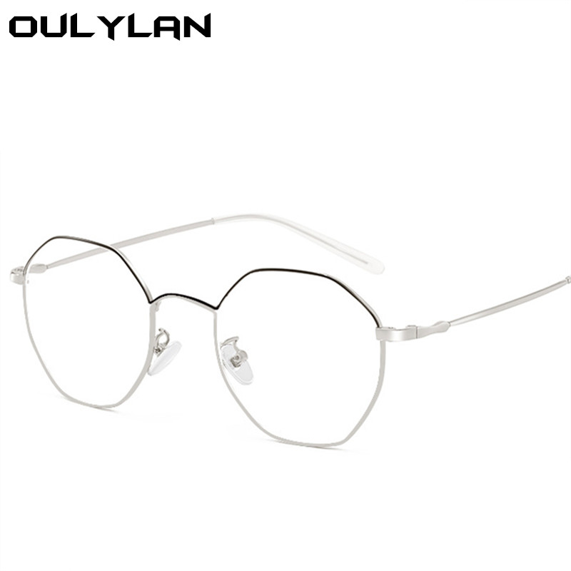 Oulylan Student Finished Myopia Glasses Polygon Gradient Black Gray Shortsighted Eyeglasses Women Men Prescription Diopter -2.0