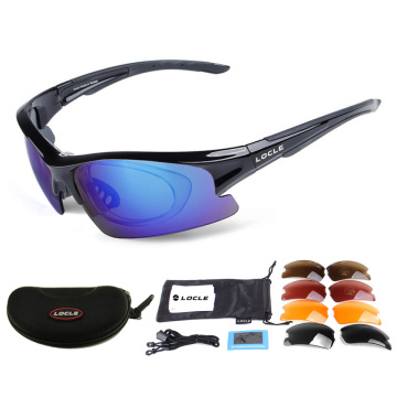 LOCLE Polarized Cycling Sunglasses Outdoor Sports Bicycle Bike Cycling Glasses Goggles Eyewear 5 Lens UV400 Gafas Cicismo