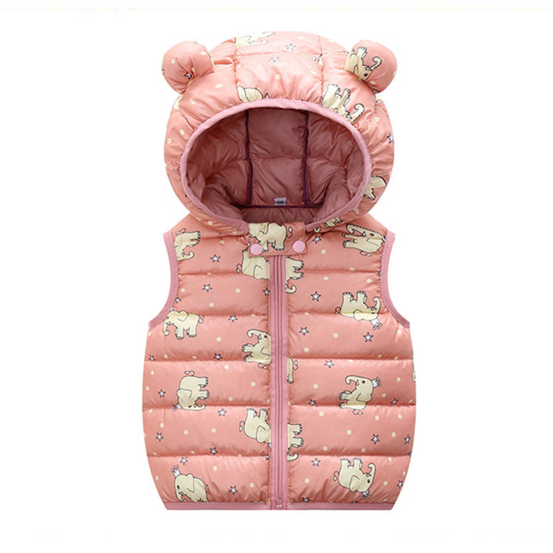 Children Warm Vest Boys Autumn Winter Hooded Girls Thick Waistcoat Toddler Baby Casual Jacket Kids Cartoon Sleeveless Outerwear