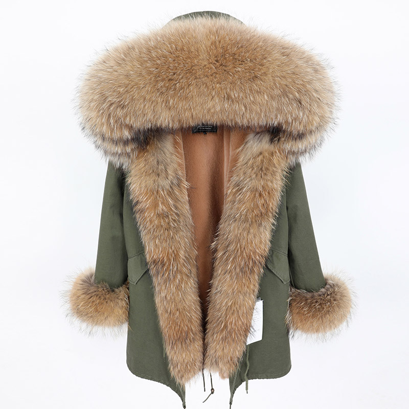 Women's coat Women's jacket Women's winter parka Winter women's long coat, raccoon fur collar, warm and thick real natural fur