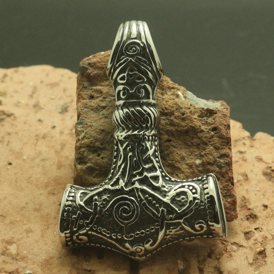 316L Stainless Steel Cool Big Heavy Thor's Hammer Vikings Pendant Newest