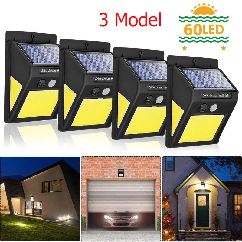 3 Modes LED COB Outdoor Solar Wall Lamp Waterproof PIR Motion Sensor Garden Light Solar Powered Spotlight Sunlight Street Light
