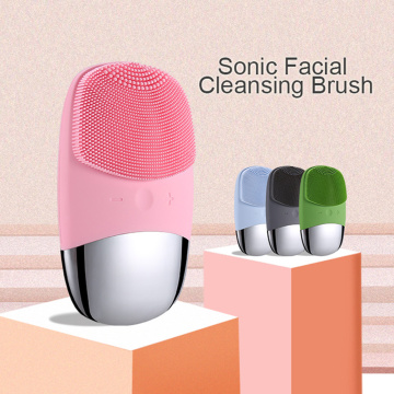 Facial Cleansing Brush Ultrasonic Vibration Electric Face Cleanser Machine Silicone Sonic Face Massager Brush Cleaner Waterproof