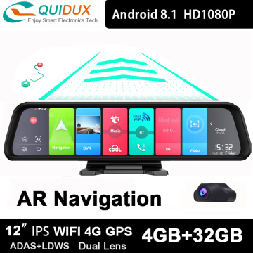 2021 New GPS AR Navigation 12 Inch Android Rearview Mirror Smart Car DVR Camera 4G ADAS Wifi Video Recorder Dash Cam 4GB+ 32GB