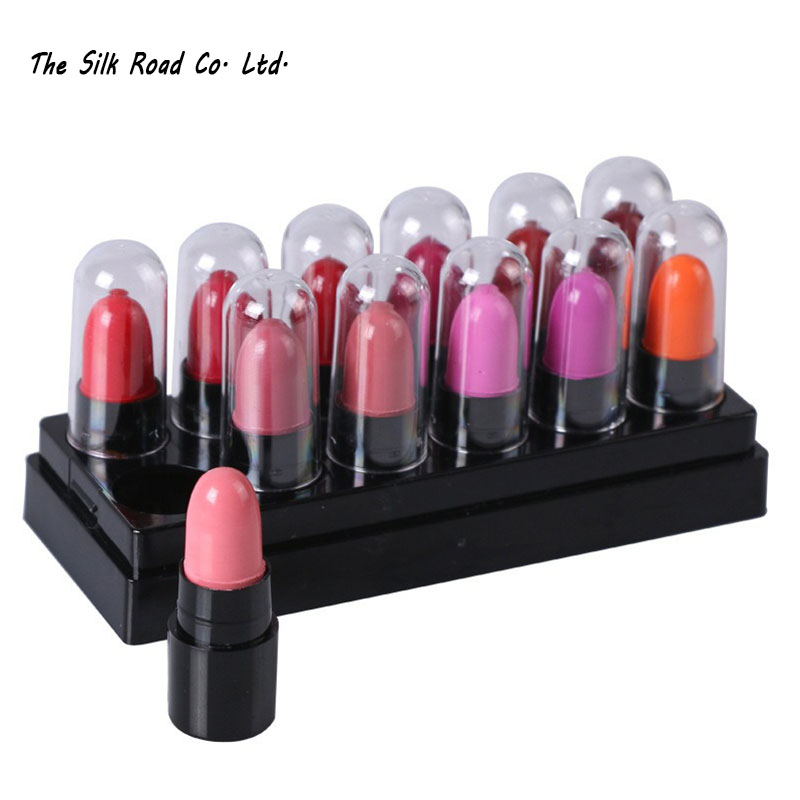 12Colors/Set Mini Cute 12 Colors Lipstick Waterproof Lip Color 1.2gx12 High Quality Lips Makeup 5 colors matte velvet lipgloss