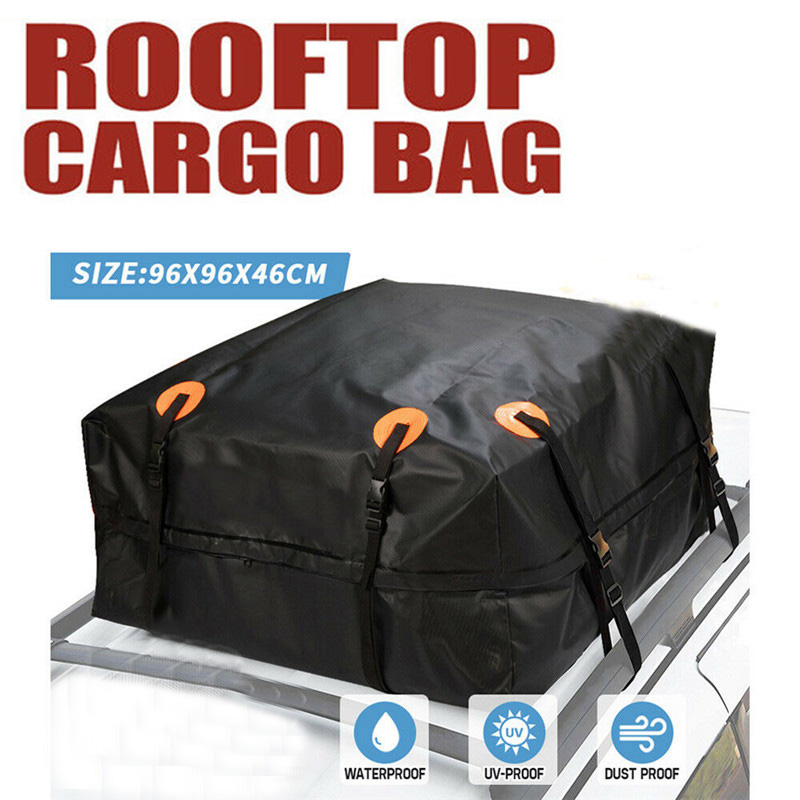 96X96X46cm Car Roof Top Bag Roof Top Bag Rack Cargo Carrier Luggage Rooftop Black Storage Travel Waterproof SUV Van for Cars