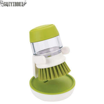 GQIYIBBEI 1PCS/Palm Scrub Dish Brush with Washing Up Liquid Soap Dispenser Storage Stand Kitchen Cleaning Tools Cleaning Brush