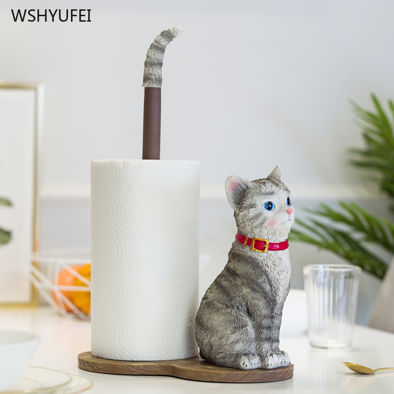 Direct kitchen paper vertical cartoon cat free punching toilet roll paper tray tray cute three-dimensional bathroom storage