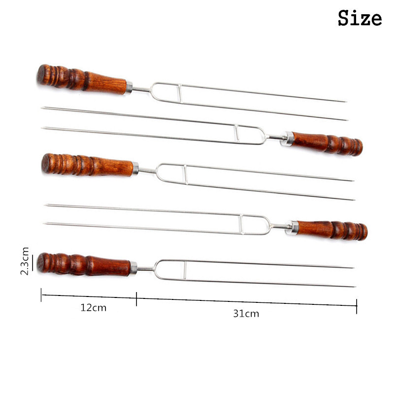 5 Pcs Stainless Steel U-Shaped Barbecue Brazing Fork Needle Barbecue Grilling Skewers Metal Skewer Double Prongs BBQ Tools