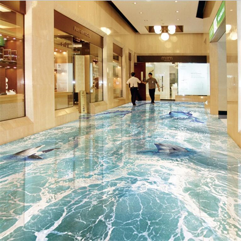 beibehang Custom three-dimensional wallpaper 3d beach beach waves surfing 3D floor tiles to draw papel de parede 3d flooring