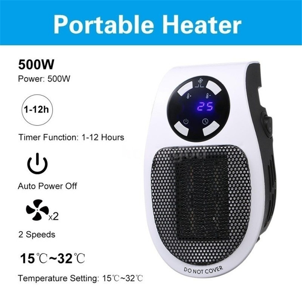 500W Portable Electric Heater 2021 Winter Ceramic Fan Heater Fast Heating Household Wall Handy Heating Stove Radiator Warmer