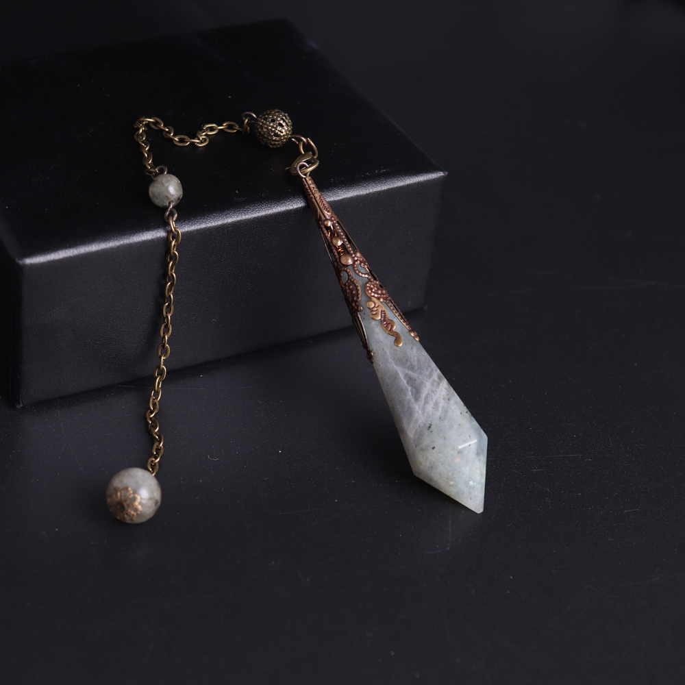 1PC High Quality Natural Stone Facet Blue Sandstone Reiki Pendulum for Dowsing Pendant Healing Pendule 7 Chakra Crystal Jewelry